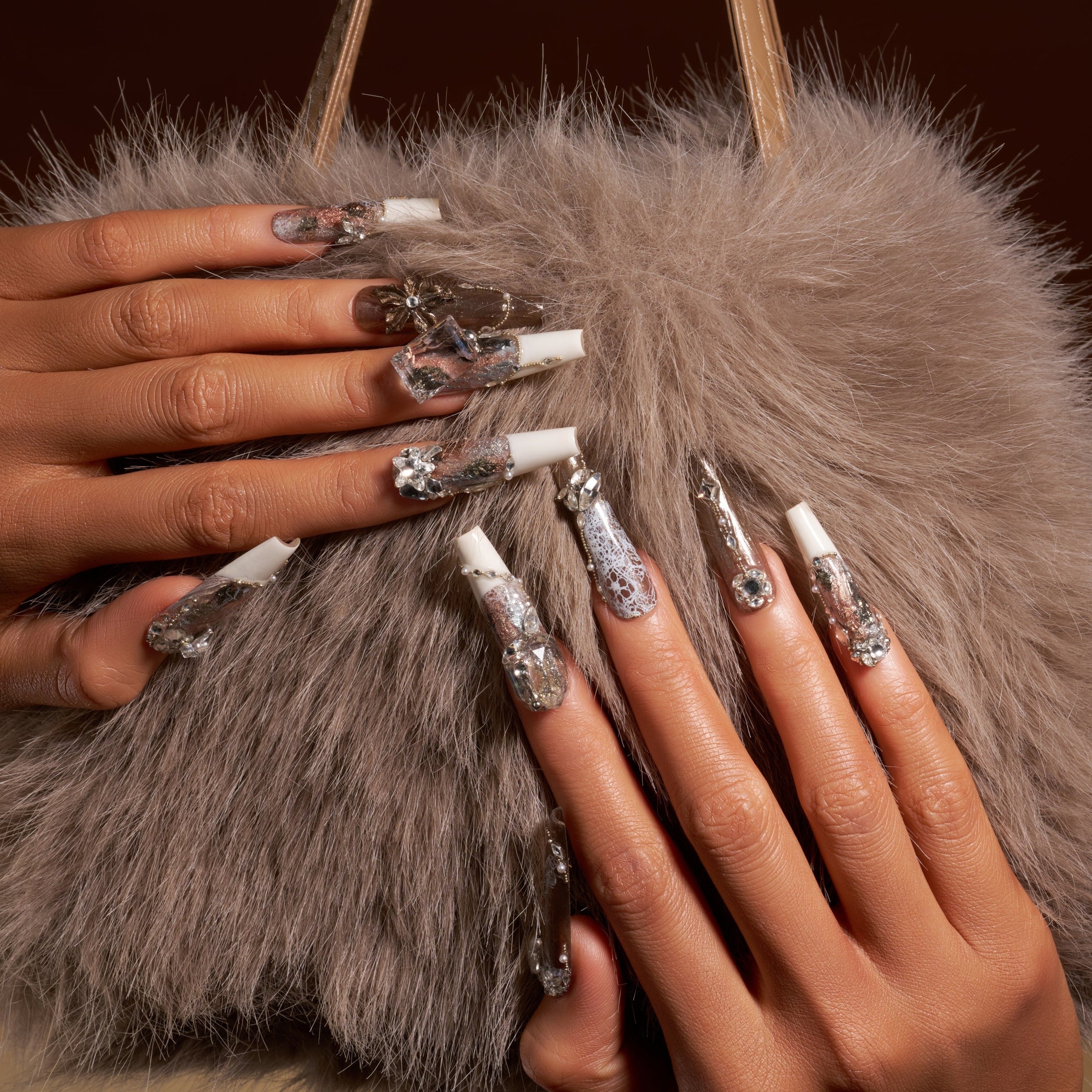 BOXNAIL Wedding Starlight bridal press on nails with Swarovski crystals