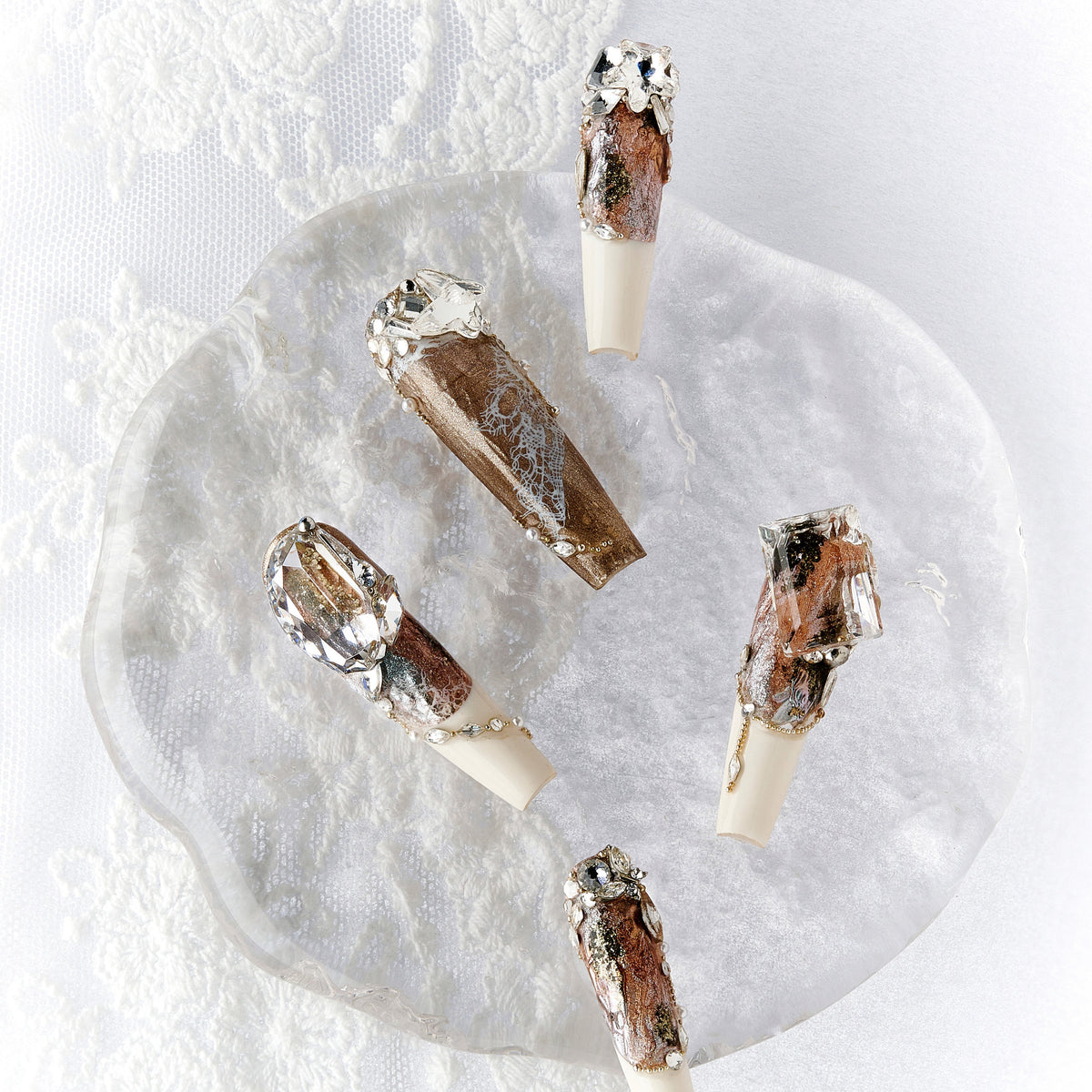 BOXNAIL Wedding Starlight bridal press on nails with Swarovski crystals