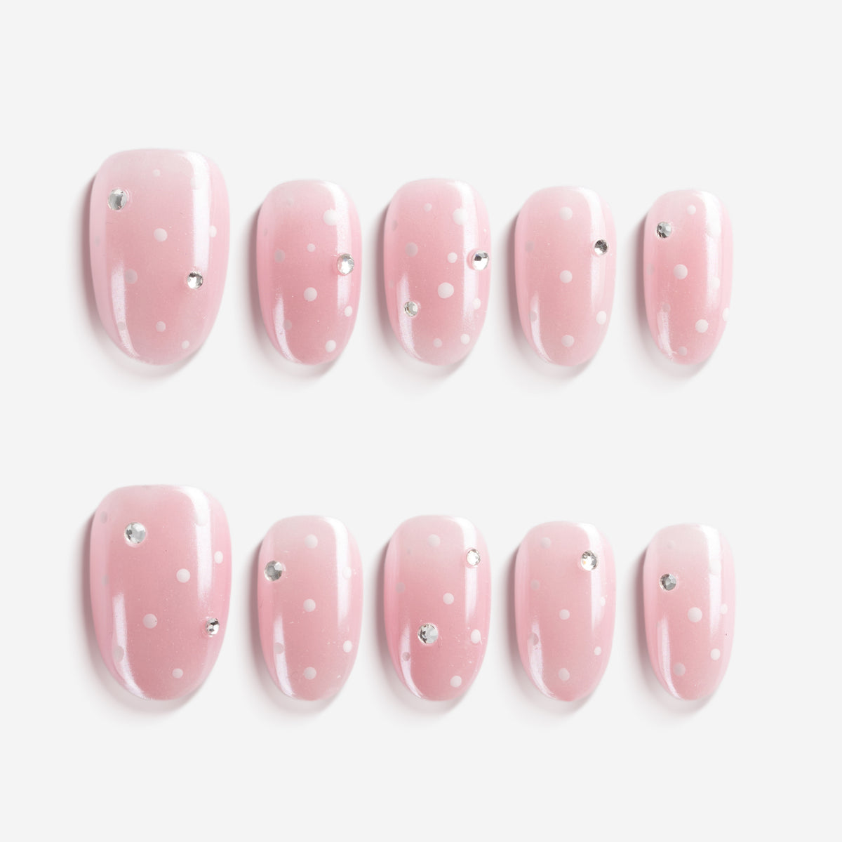 Gleaming Pearl Pink press on nails with pearlescent pink finish