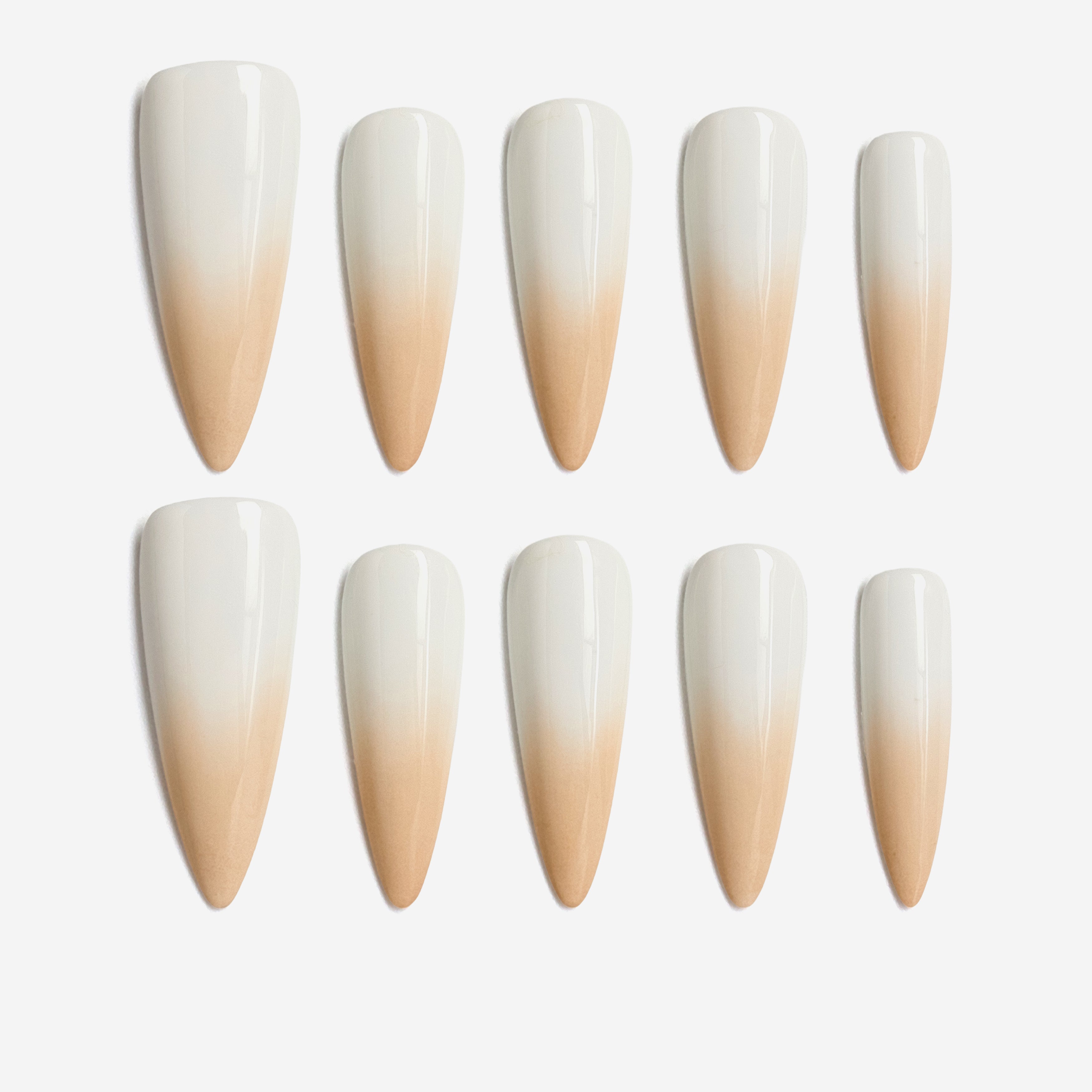Dresup Moonlight Dance ivory nude ombre stiletto press on nails