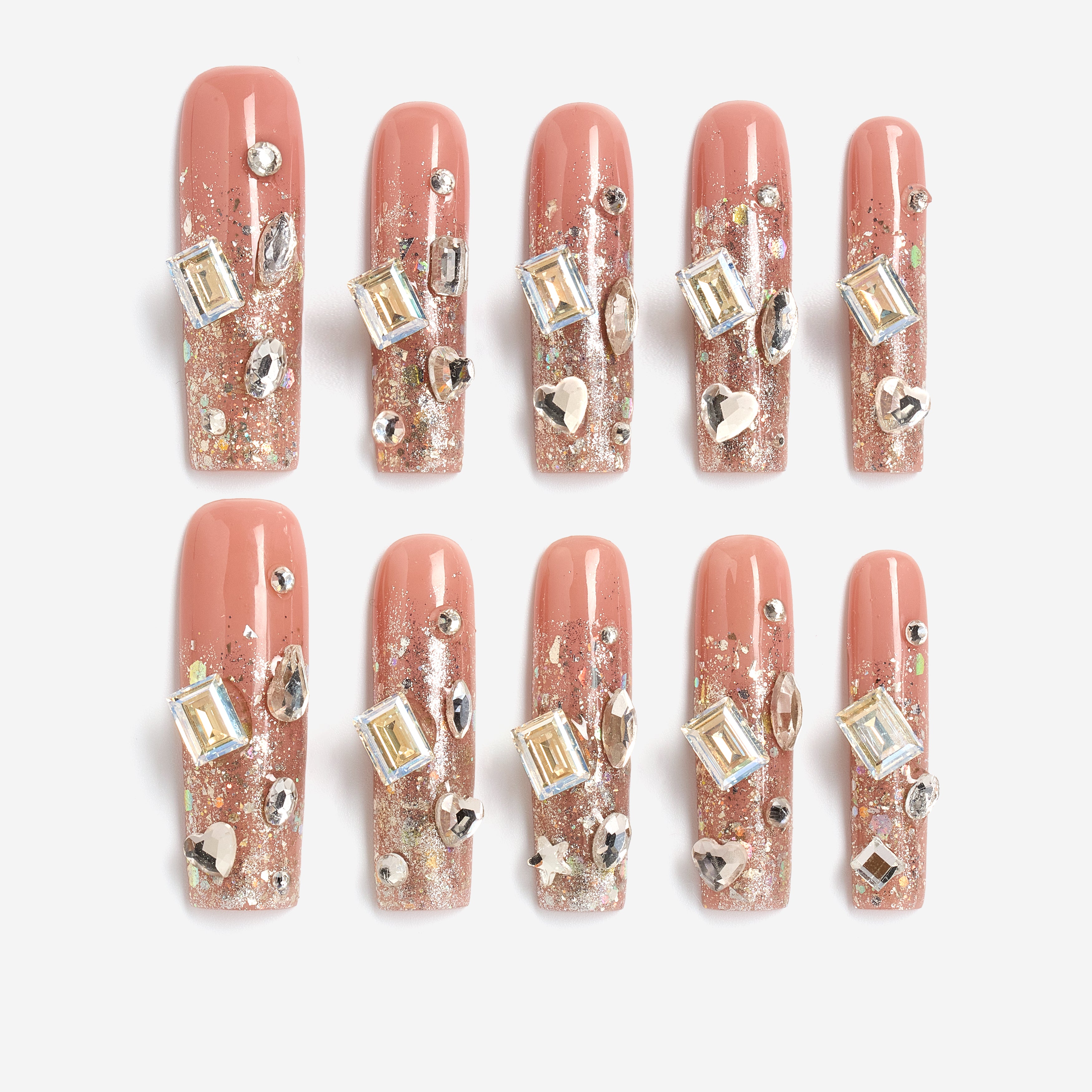 Dresup Moonlit Melted Crystal press on nails with Swarovski crystals and glitter finish