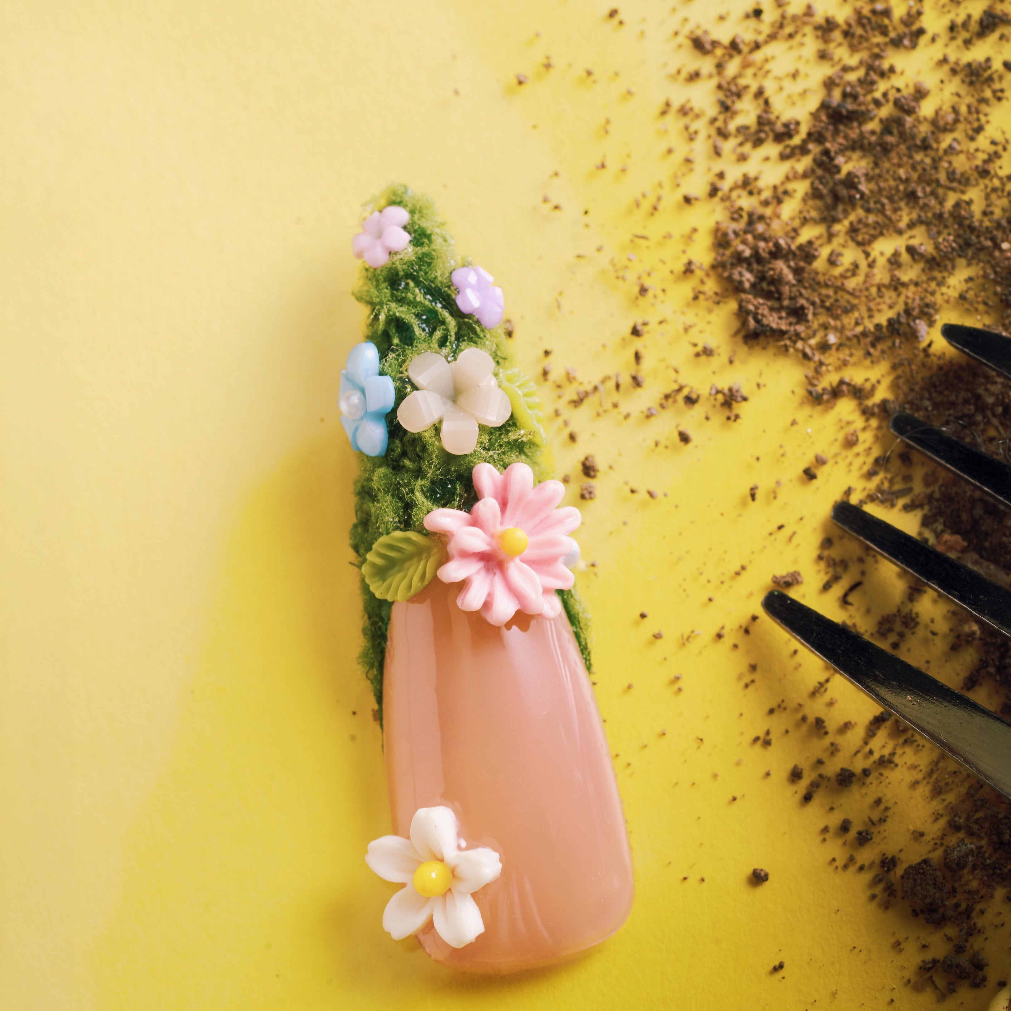 Dresup Verdant Flowerland 3D floral garden press on nails