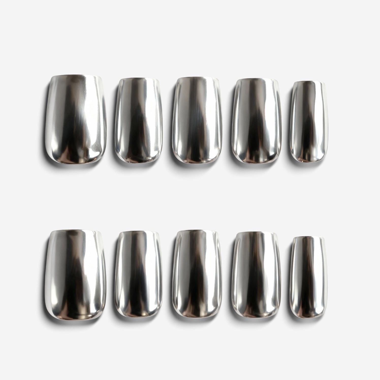Metal Mirage silver chrome press on nails with mirror metallic finish