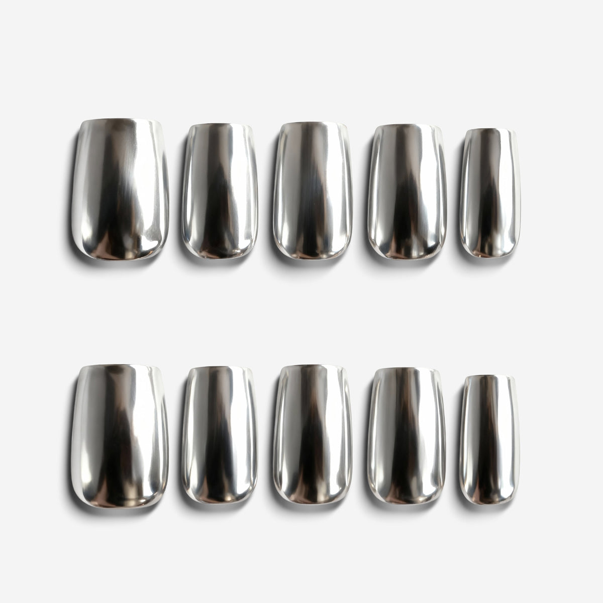 Metal Mirage silver chrome press on nails with mirror metallic finish