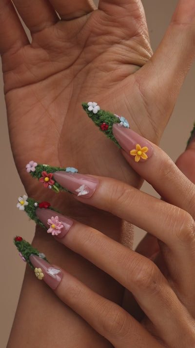 dresup-verdant-flowerland-3d-floral-garden-press-on-nails