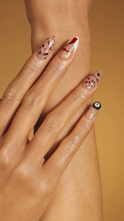  chic mirror image almond gold press on nails