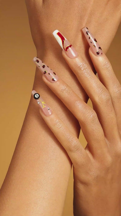  chic mirror image coffin gold press on nails