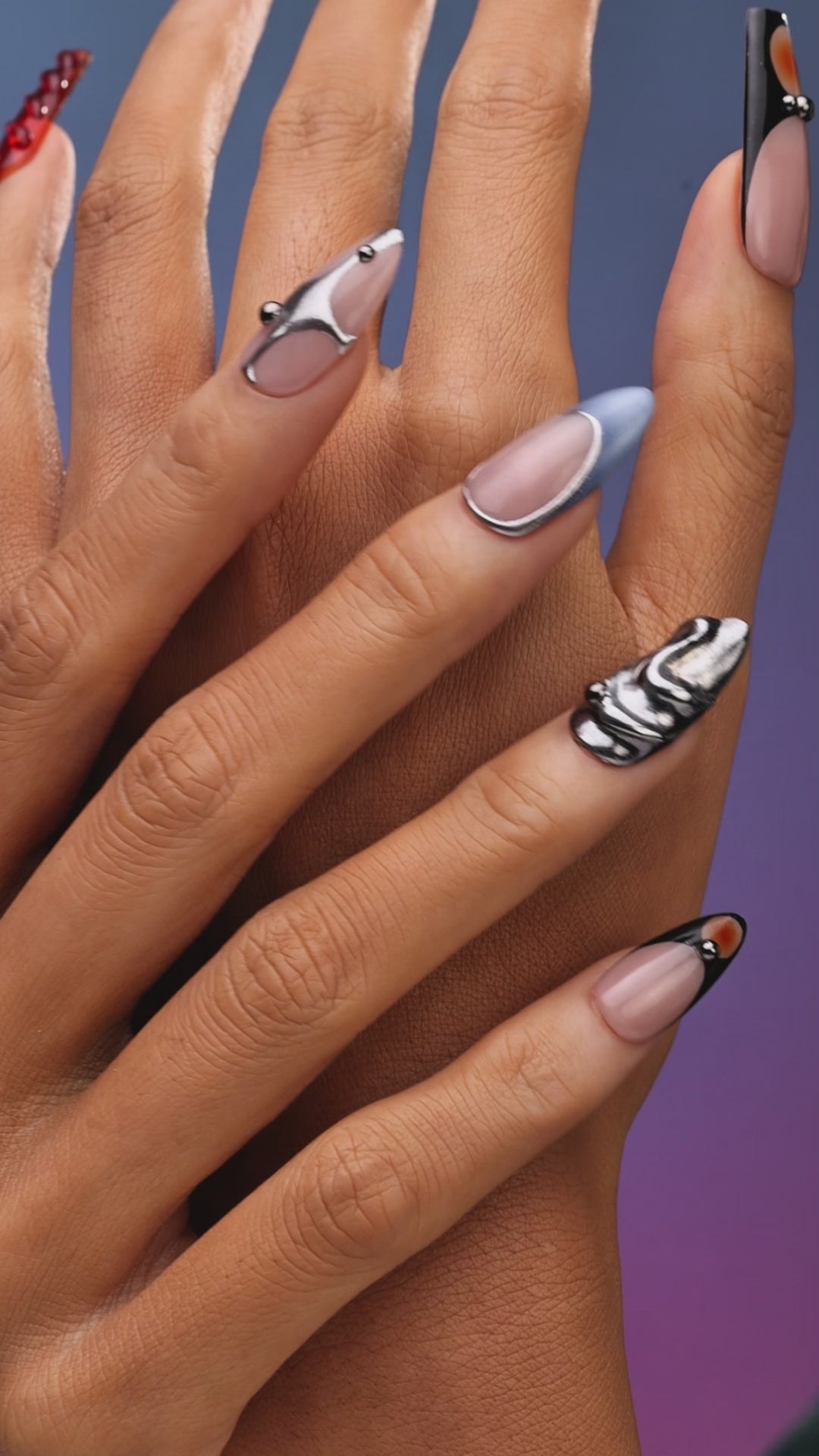 cold light almond press on nails