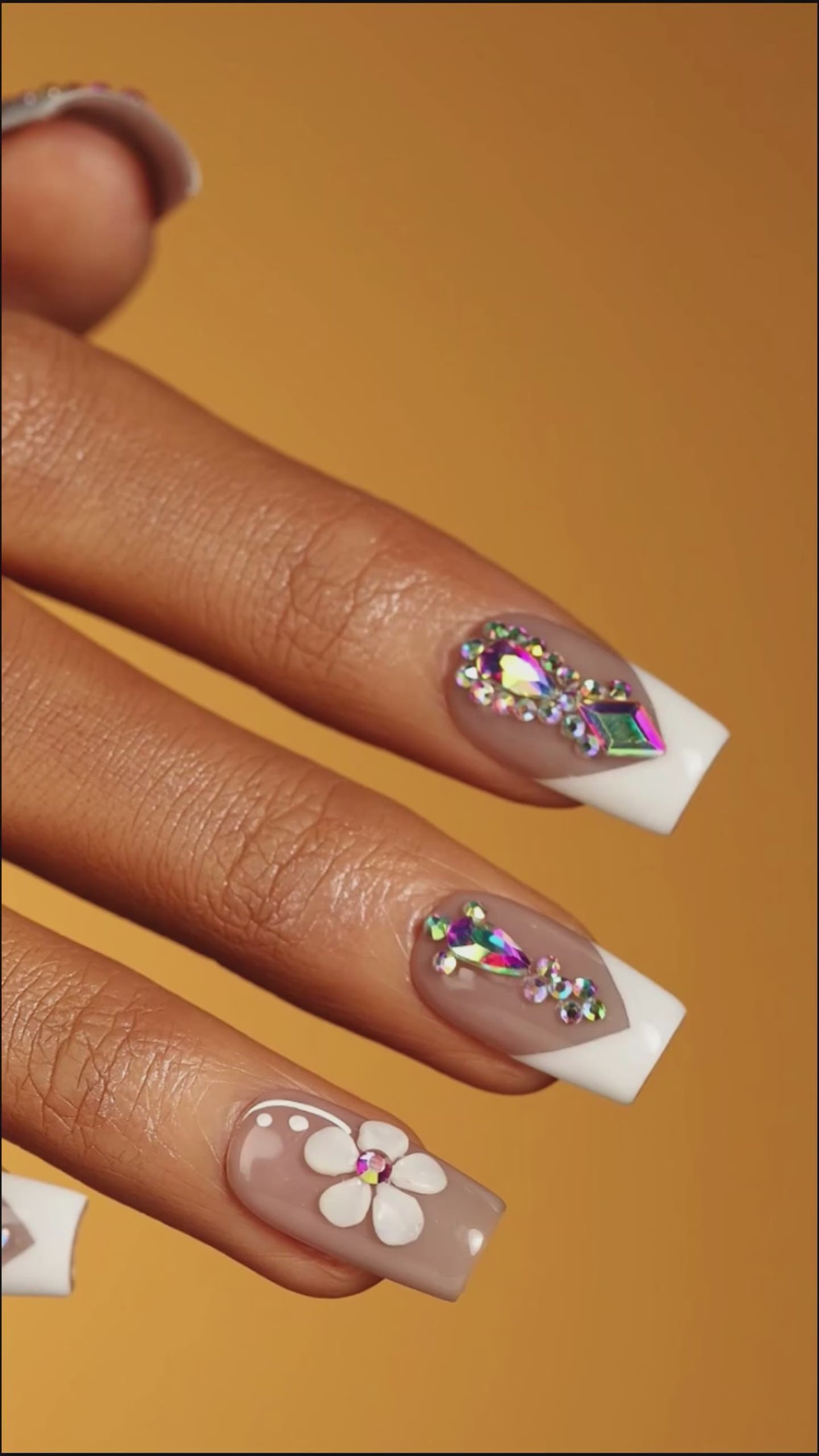 dresup-glamorous-stardust-rhinestone-french-press-on-nails