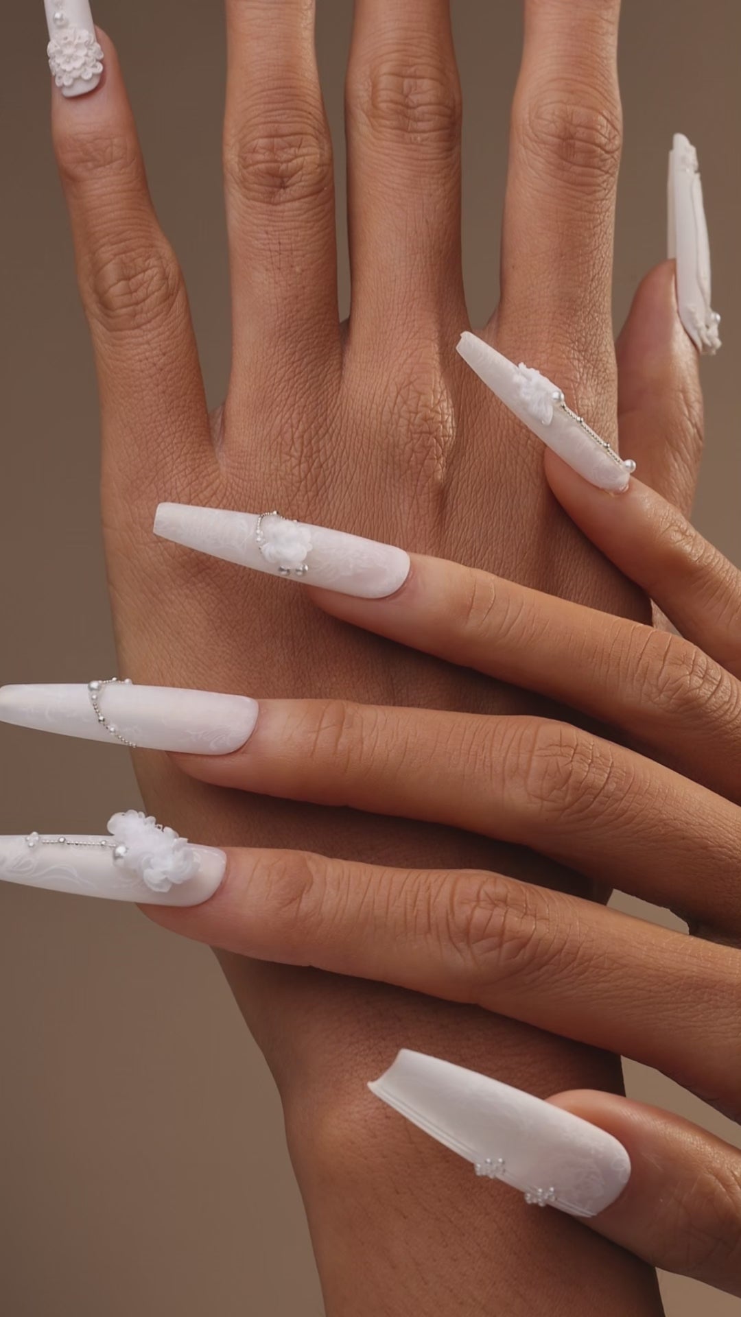 boxnail floral murmurs beige floral wedding presson nails