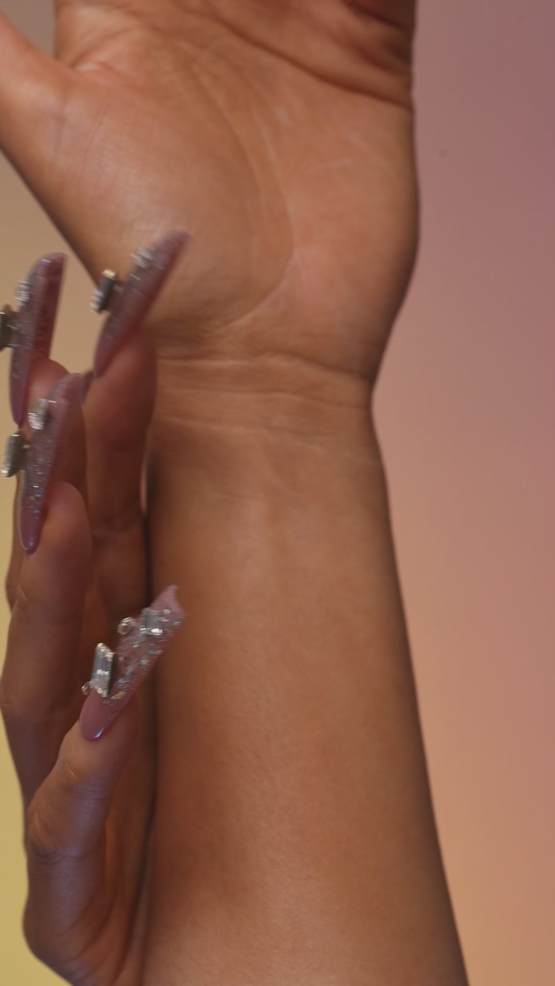 Dresup Moonlit Melted Crystal press on nails with Swarovski crystals and glitter finish