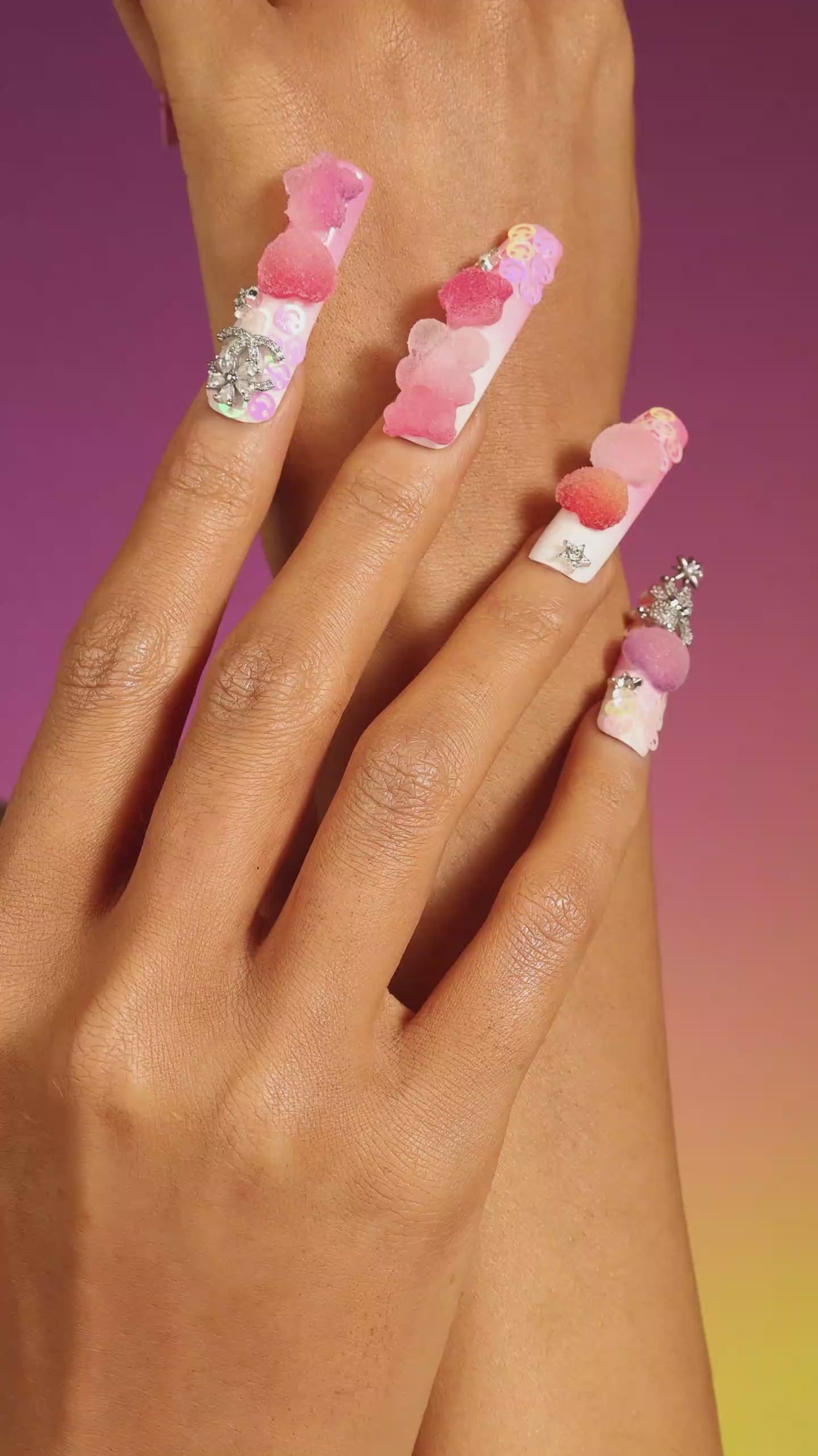 candy bear dream 3d y2k nails