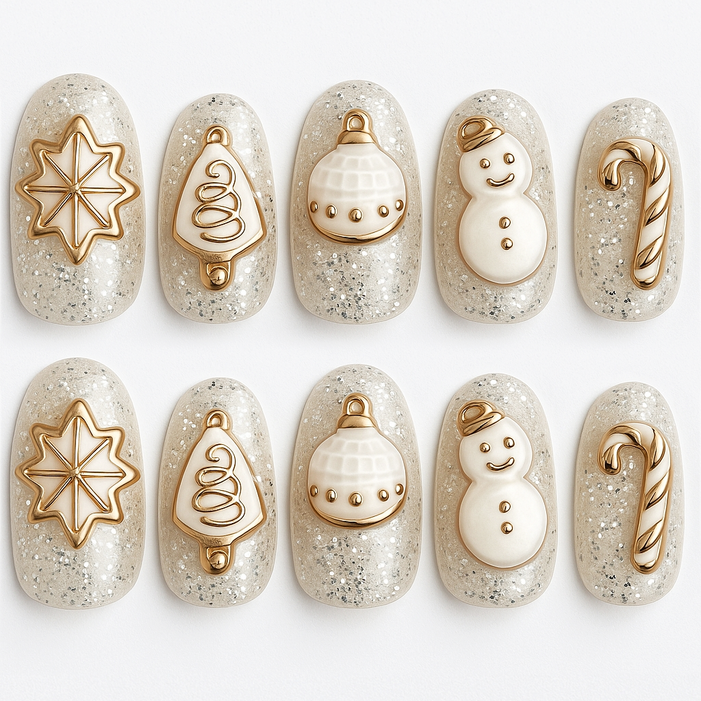 Christmas nails with knit texture in red, white, and icy blue winter tones